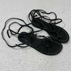 Zara Black Lace Up Braided Strappy Gladiator Sandals Women's 36 US Sz 5.5 Shoes